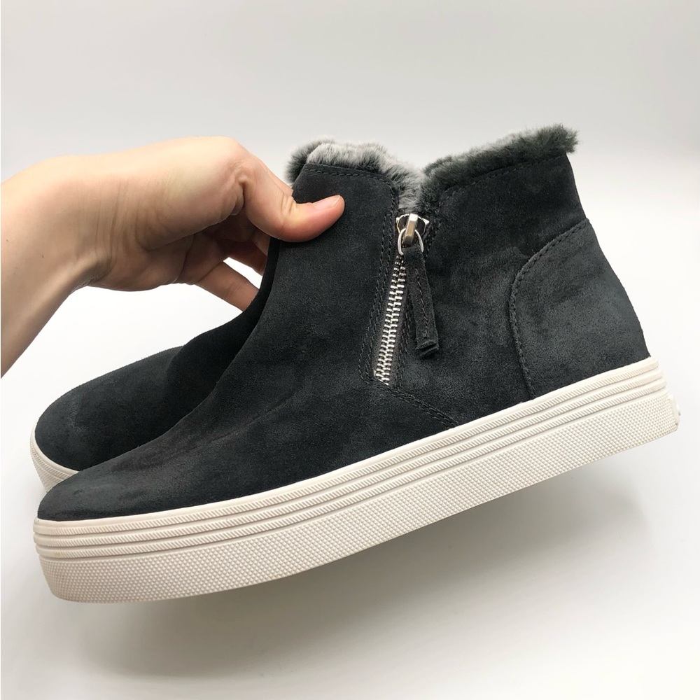 Dolce Vita Grey Suede Leather Faux Fur Lined Ankle Sneaker Booties Women’s 10